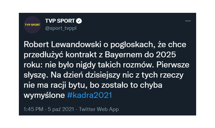 Lewandowski zdziwiony pytaniem dziennikarza ''pierwsze słyszę''